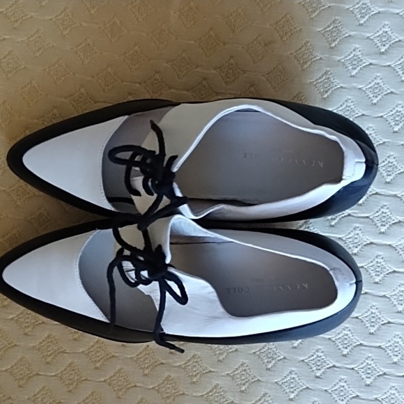 Kenneth Cole black and white leather wedge size 8.5 - Picture 4 of 9